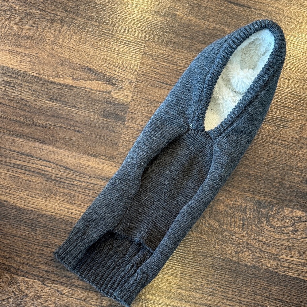 Cozy Gray Hooded Dog Sweater Fleece Lined  Small